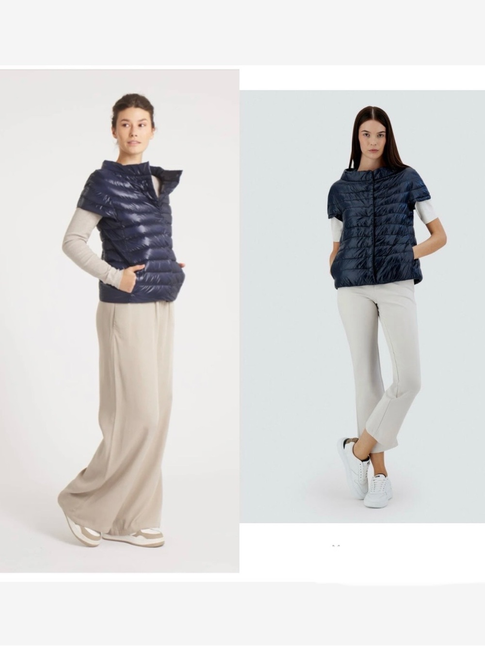 Herno Emilia Puffer Jacket Quilted Cap Sleeves Down Filled Vest Sz 38 Packable